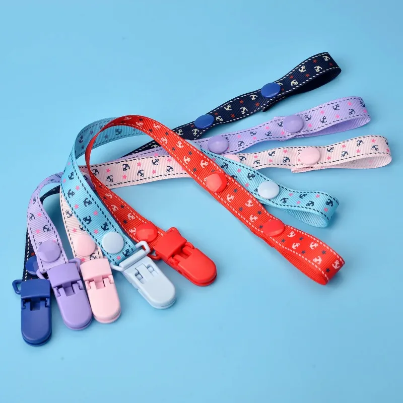 Baby Pacifier Clip Nipple Cartoon Print Infant Soother Chain Stroller Accessories Children Teethers Toys Anti-lost Webbing Rope