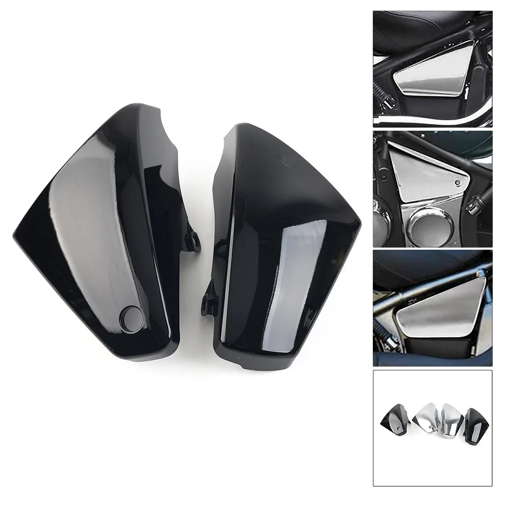 

1 Pair Motorcycle Battery Side Fairing Covers for Kawasaki Vulcan VN900 Classic Custom 2006-2020 Glossy Black/Chrome