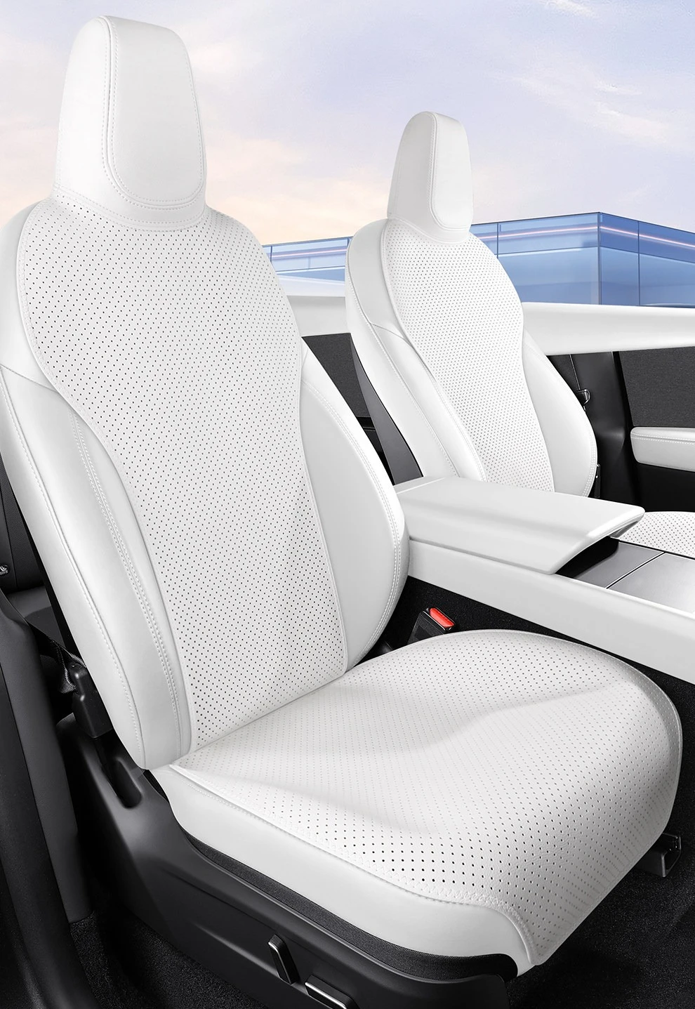 For Tesla Model Y Full Set Car Seat Covers, Perforated Leather Full Cover Front and Rear Full Set Seat Cushions for Model Y