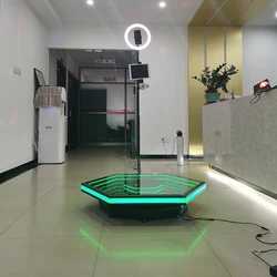 100cm Hexagonal glass style 360 photo booth can be used for 6 people standing remote control automatic rotation with free logo