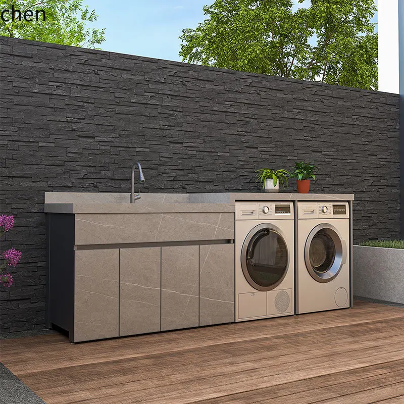 rock slab washing machine cabinet balcony room garden wash basin console integrated cabinet