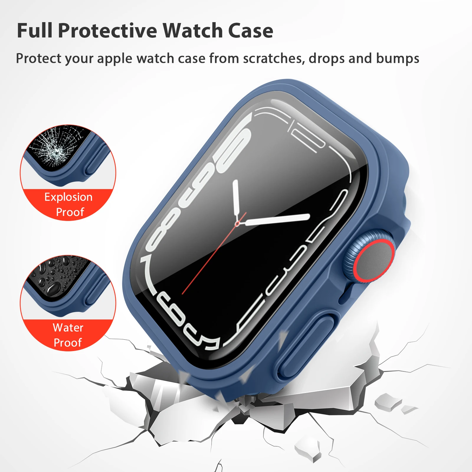 3Pcs HD Tempered Glass Case For Apple Watch 7 6 5 4 SE Cover With Glass For iwatch 45mm 41mm 44mm 40mm 42mm Cover Double Layer