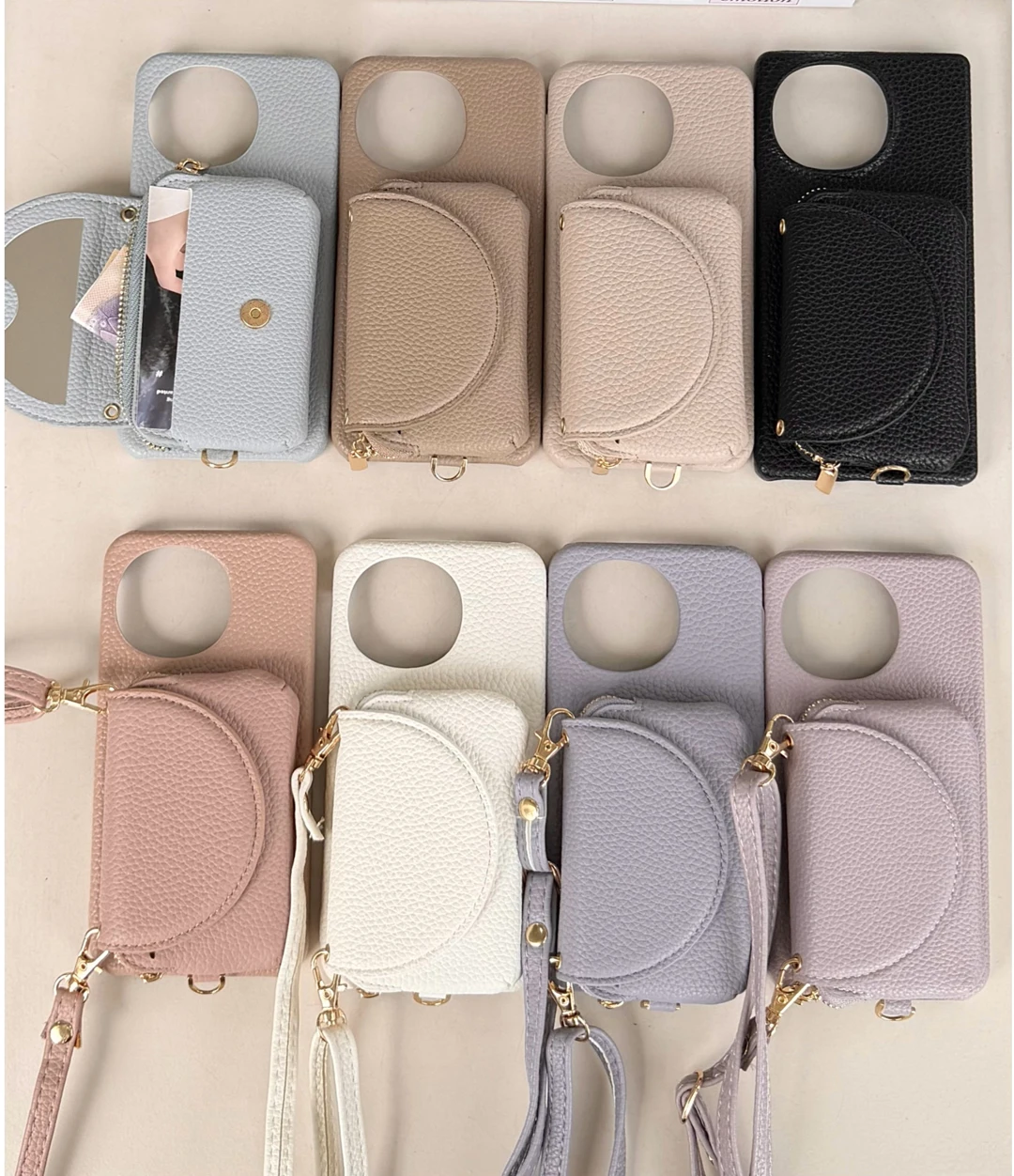 

Crossbody Leather Zipper Card Wallet Purse Case For Sharp Aquos Sense 10 9 8 7 Wish 5 4 R9 Pro Lipstick Bag Mirror Makeup Cover