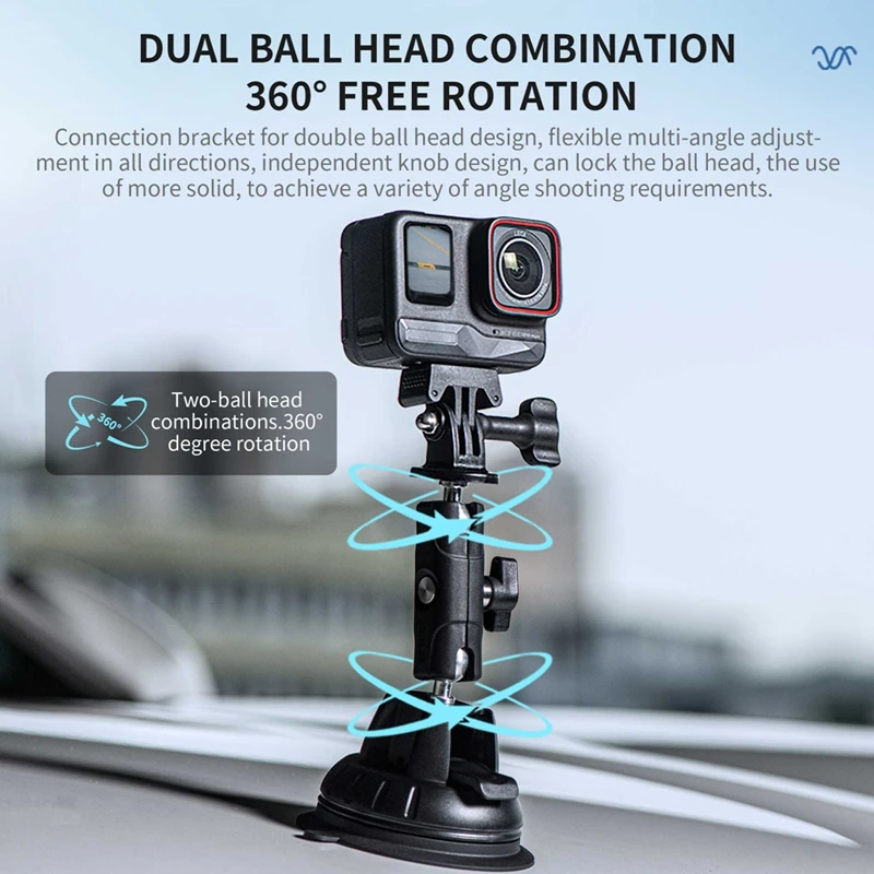 Soporte de ventosa de adsorción al vacío para coche, Base de soporte estable para Gopro Pocket 3 Insta360, soporte de cabeza de bola para Cámara de Acción