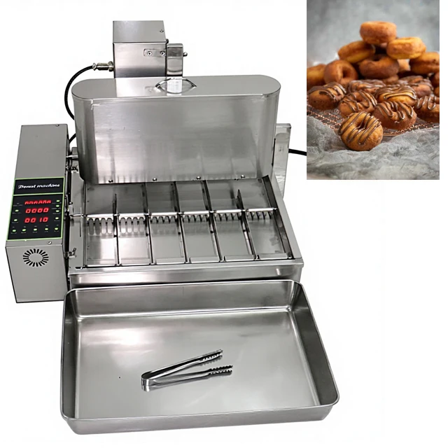 6-Row Mini Donut Processing Unit, 304 Stainless Steel, Temperature Control, Large Capacity Bakery Snack Tool