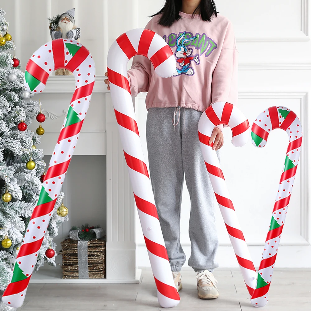 90/120cm Inflatable Christmas Candy Cane Balloon Outdoor Cane Decoration Home Party 2023 Christmas New Year Gift Childrens Toys