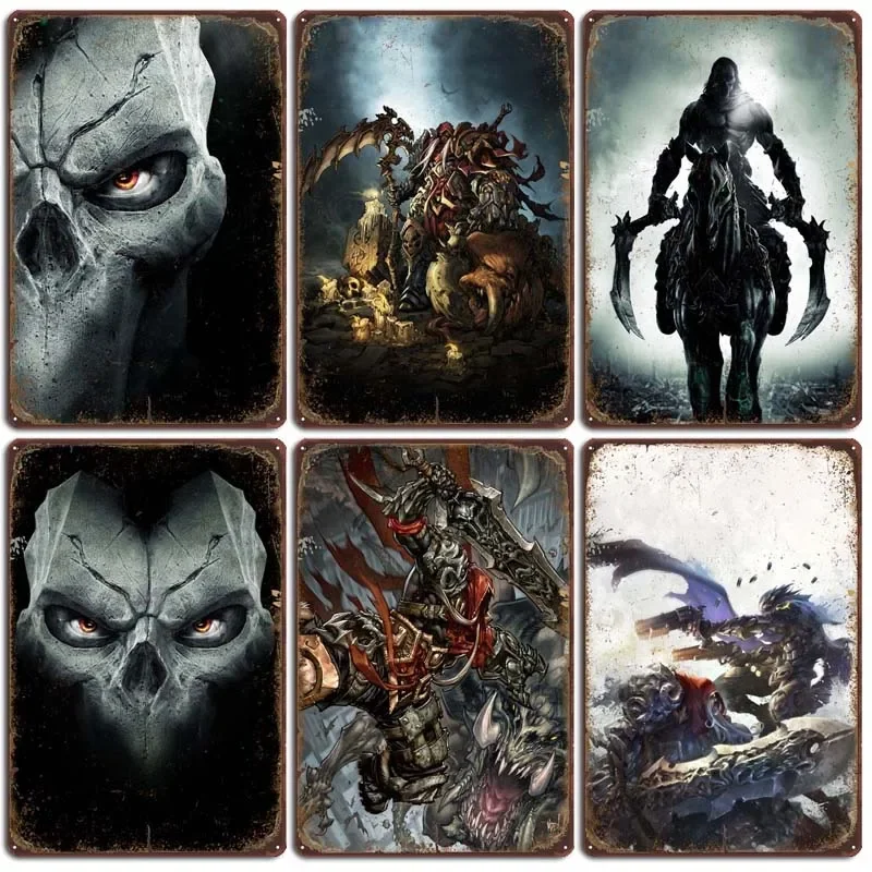 Darksiders Posters Prints on Metal House Decor Vintage Metal Plate Retro Tin Signs for Game Room Wall Decoration Art of Murals