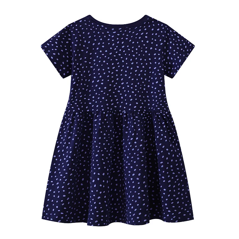 Jumping Meters Dinosaurs Summer Girls Stripe Dresses Princess Embroidery Fashion Children's Kids Fashion Dresses Girls Clothing