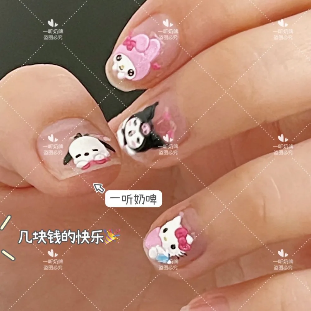 Sanrio Nail Stickers Embossed Three-dimensional 5D Nail Art Stickers Japanese Adhesive Embossed Cute Hello Kitty Stickers