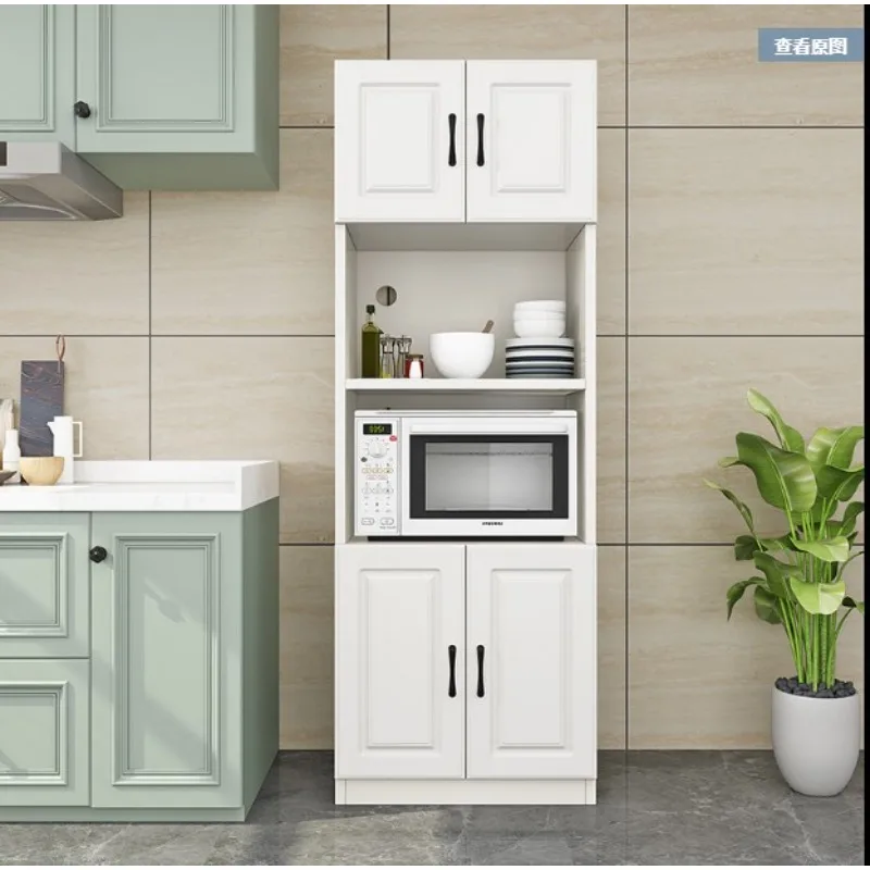 European kitchen side cabinet, simple living room cabinet, storage wine against the wall, microwave oven, oven rack