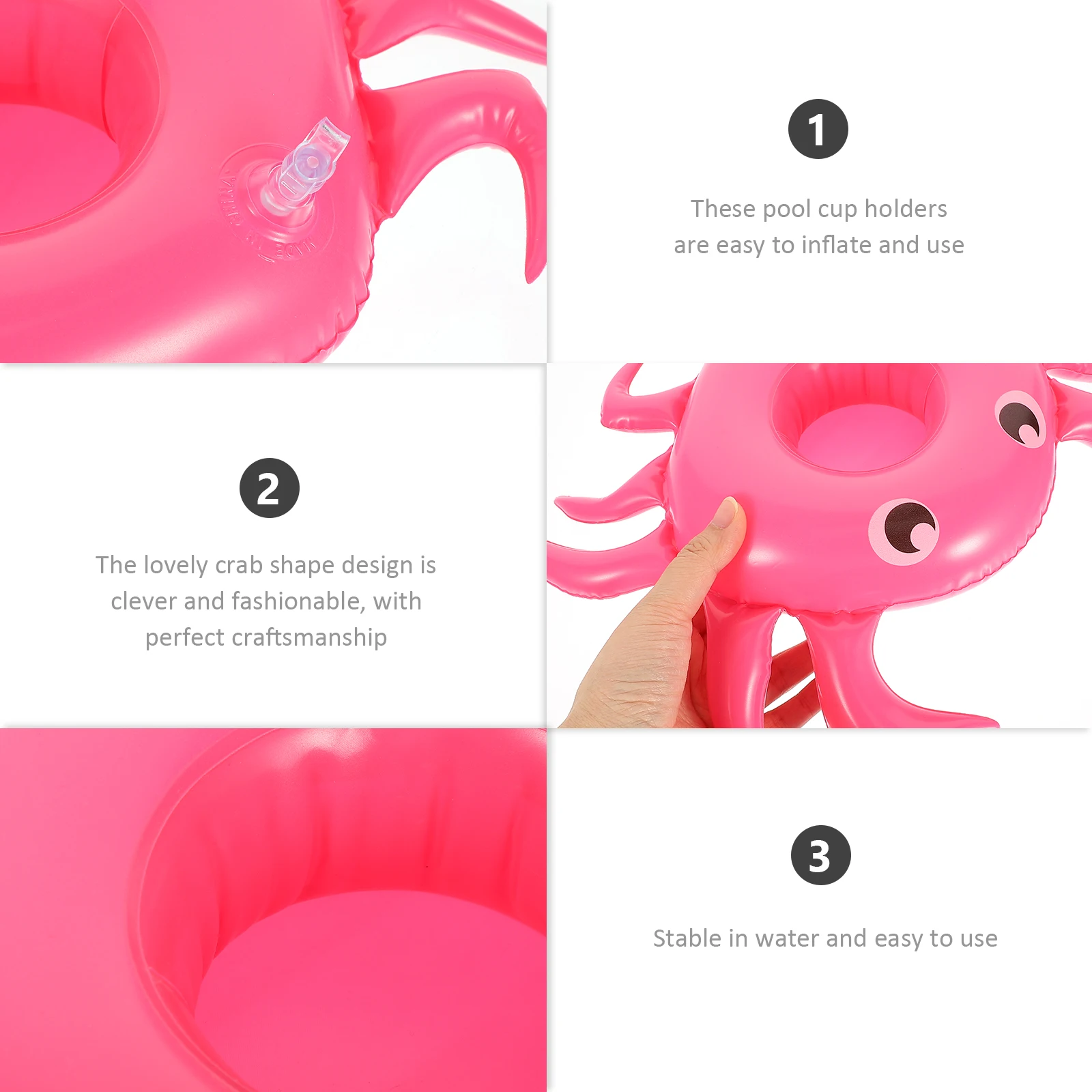 ที่วางแก้วน้ำรูปสัตว์น่ารัก 3 ชิ้น แบบเป่าลม สำหรับงานปาร์ตี้ริมสระน้ำ ธีมทรอปิคอล อุปกรณ์เสริมน้ำ