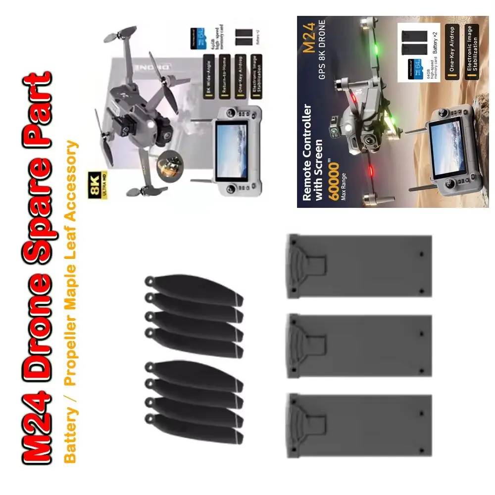 New Large Screen M24 Drone Sare Part M24 Drone Propeller Blade / 7.4V 1500mAh Lipo Battery Accessory