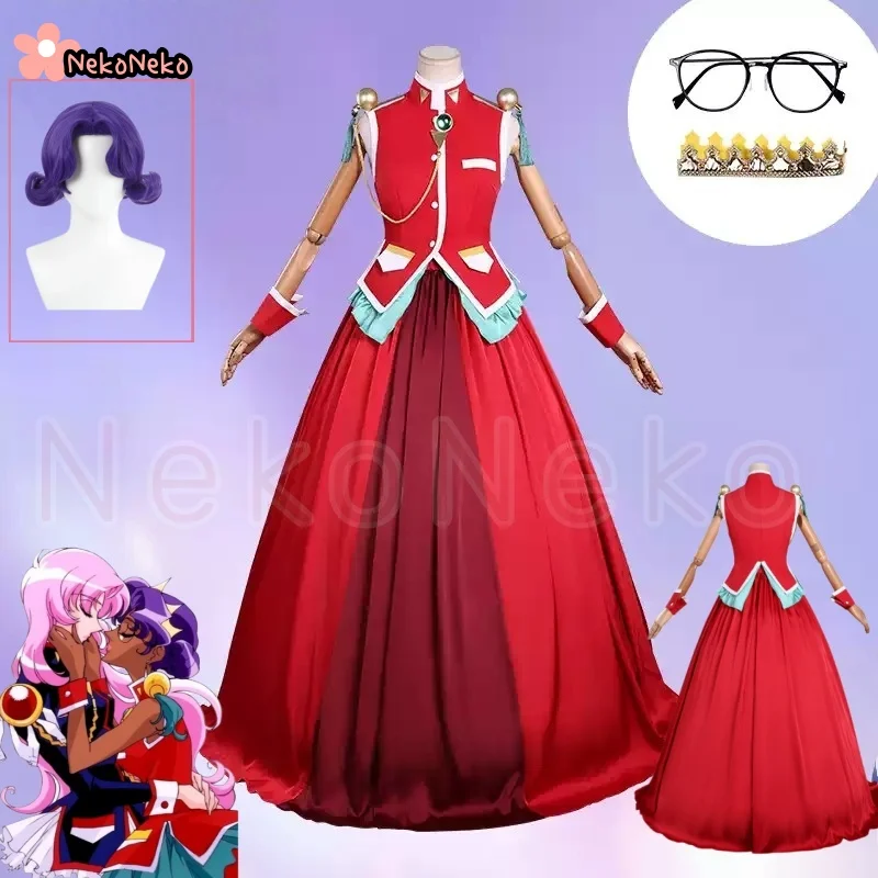 

Revolutionary Anime Utenana Cosplay Himemiyaa Anthyy Costume Wig Long Court Style Retro Red Dress Halloween Christmas Clothing