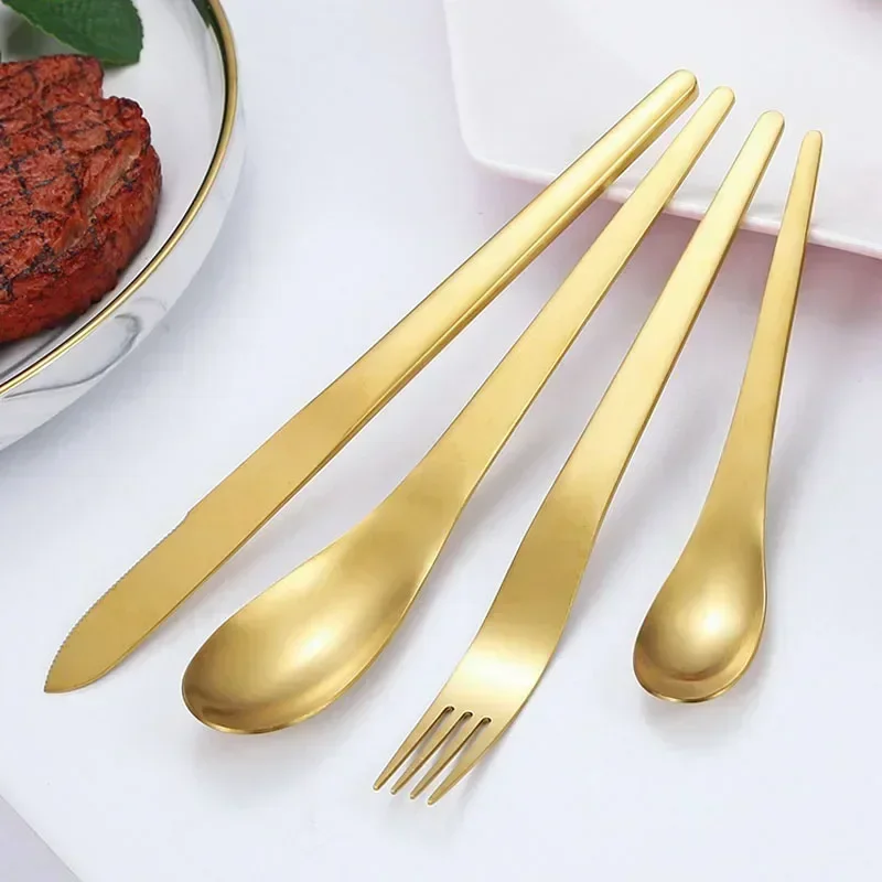 4/8/16pcs Stainless Steel Knives Fork Spoon Kit Matte Cutlery Set For Hotel Restaurant Party Western Tableware Kitchen Accessory