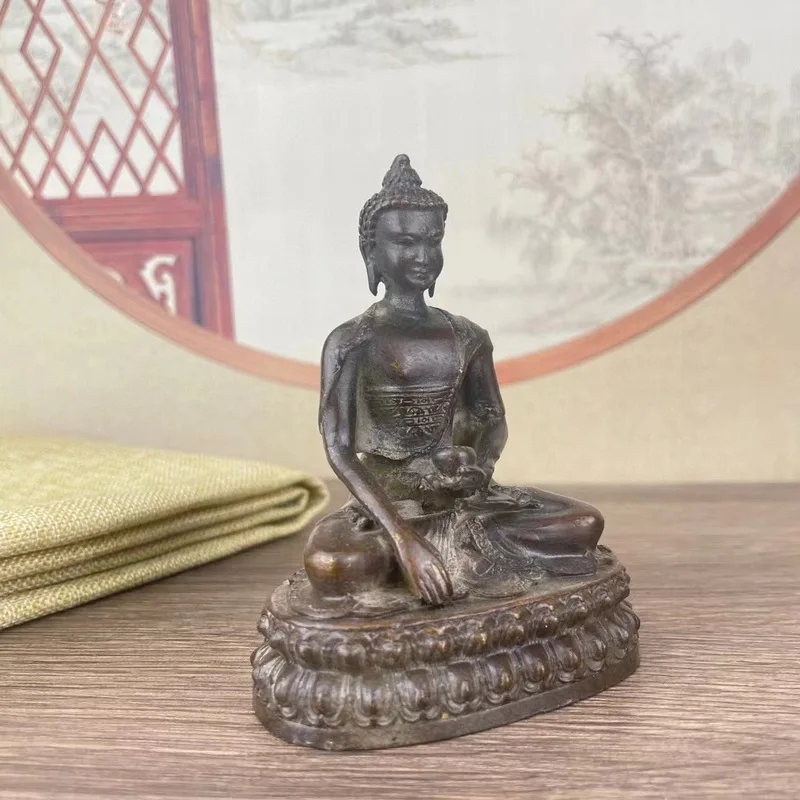 Antique Bronze Medicine Buddha Statue, Buddhist Supplies, Home Worship Decorations, Ornaments