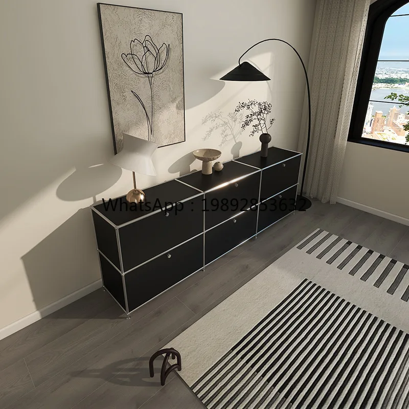 LYY الحديد الفن وحدات خزانة الفولاذ المقاوم للصدأ غرفة المعيشة المنزلي تخزين خزانة جانبية