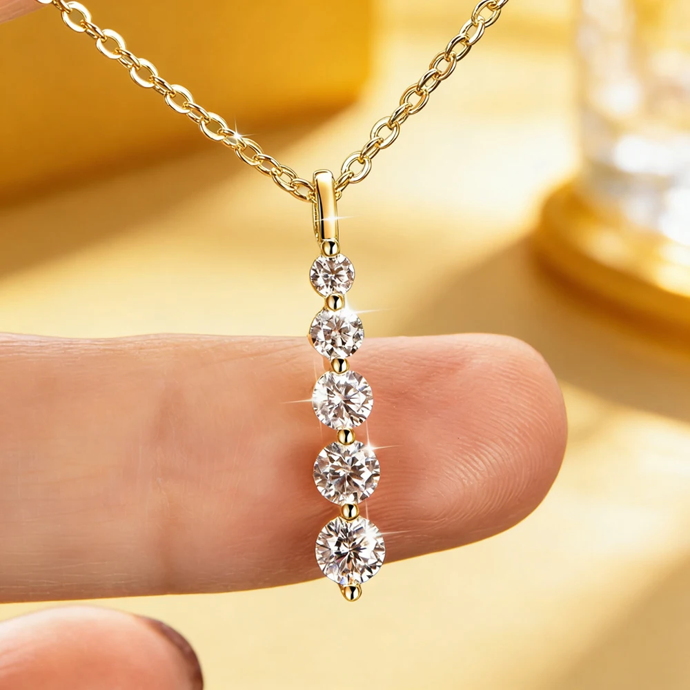 

Колье-подвеска Anziw с муассанитом 0.92cttw D VVS1 для женщин, с 5 камнями, позолота 14K, ювелирное изделие 2026, подарок на День святого Валентина