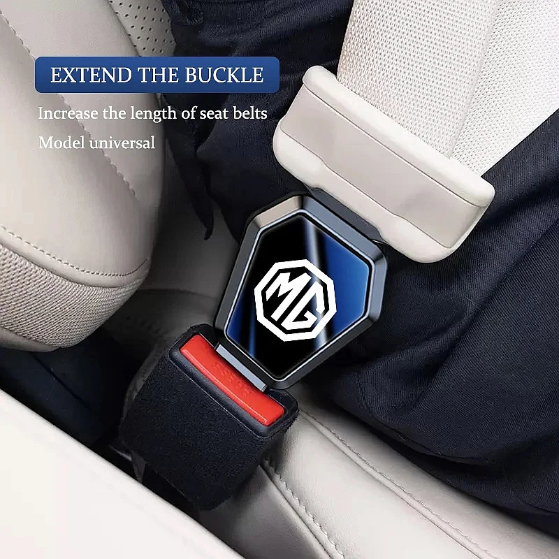 Metal Seat Belt Extension Buckle Safety Belt Extender For MG HS MG4 ZS Mulan MG5 GT, MG Logo Anti-drop Seatbelt Adapter Car Inte
