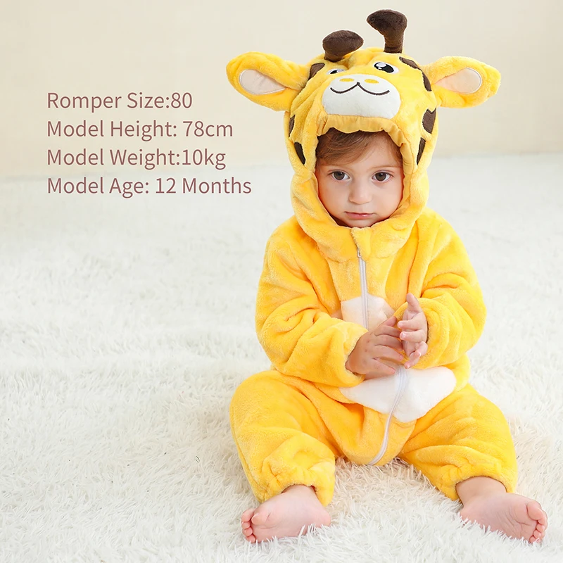 MICHLEY Halloween Giraffe Baby Rompers Winter Pajamas for Children Toddler Flannel Kids Onesies Costumes Jumpusit Boys Girls