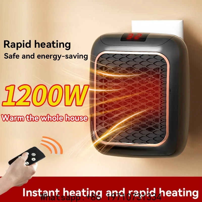 1200W Mini Heater Wall Mounted Electric Heater Fast Heating PTC Ceramic Bathroom Heater with Remote Control for Indoor Bedroom