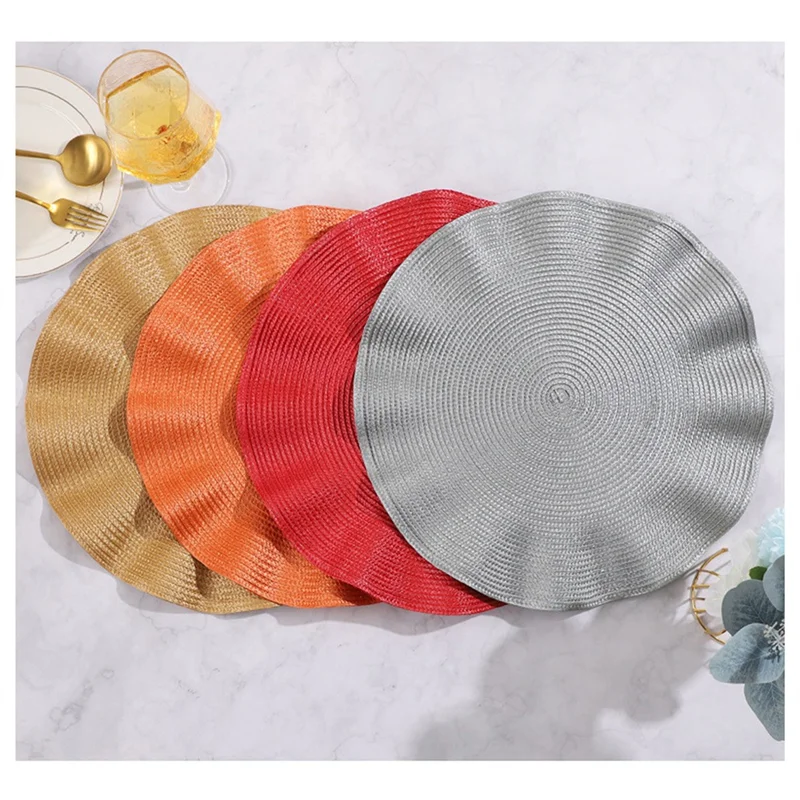 مفرش طاولة مستدير A59E-Wave، حصيرة مستديرة مضادة للحرق، مفرش طاولة طعام عازل على الطراز الغربي، مفرش طاولة المطبخ