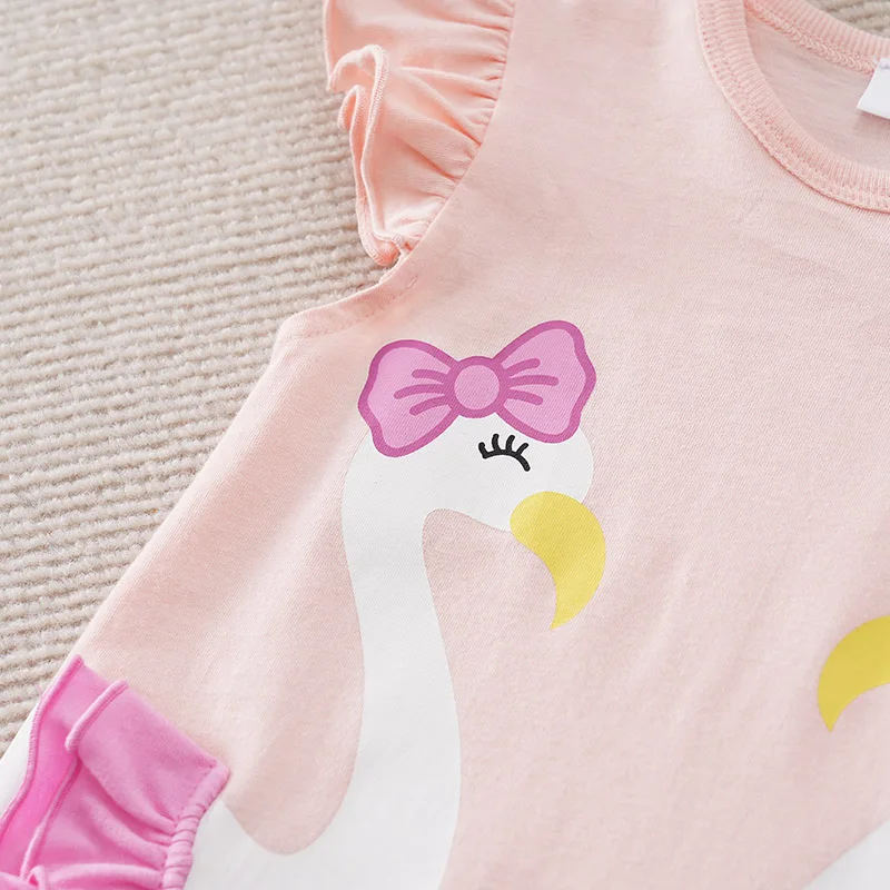 Summer Fashion Girl Cute Cartoon Swan Cotton Comfortable Casual Sleeveless Round Neck Baby Bodysuit