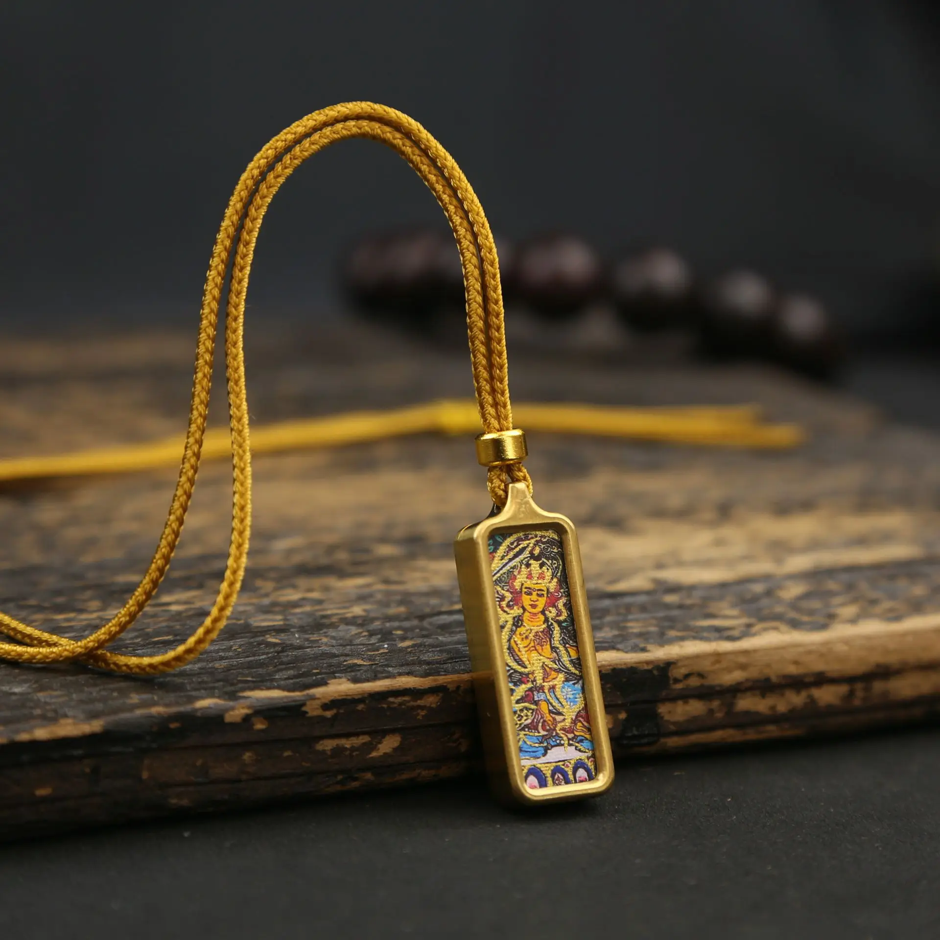 Tibetan Thangka Pendant 8 Patron Saints Titanium Steel Bar Necklace Lucky Blessing Amulet Men Women Zodiac Good Fortune Jewelry