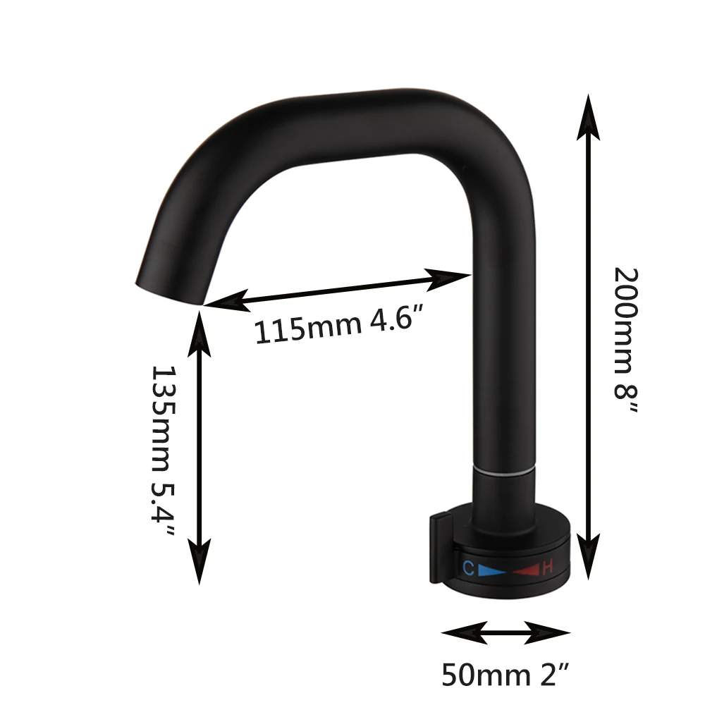 SINLAKU Matte Black Bathroom Faucet 360 Rotated Spout Deck Mounted Wash Basin Sink Mixer Faucet Stainless Steel Swivel Mixer Tap