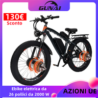 EU STOCK GUNAI 2000W Electric Bicycle Dual Motor 26Inch Off-road Fatbike Headlight Taillight 48V22AH Battery Adult Electric Bike