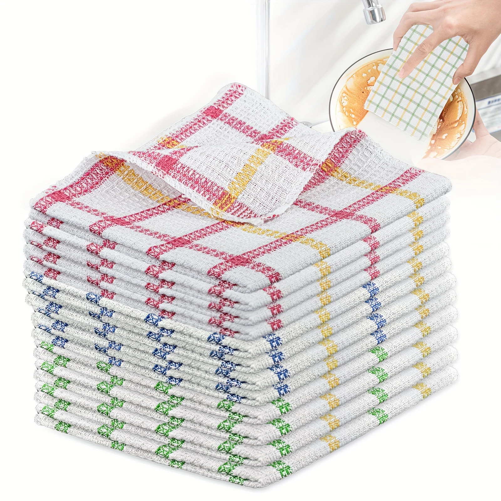 4/6/12Pcs Kitchen Dish Cloths Soft Absorbent Dishwashing Towel Reusable Cleaning Cloths Household Cleaning Tools Dish Rags