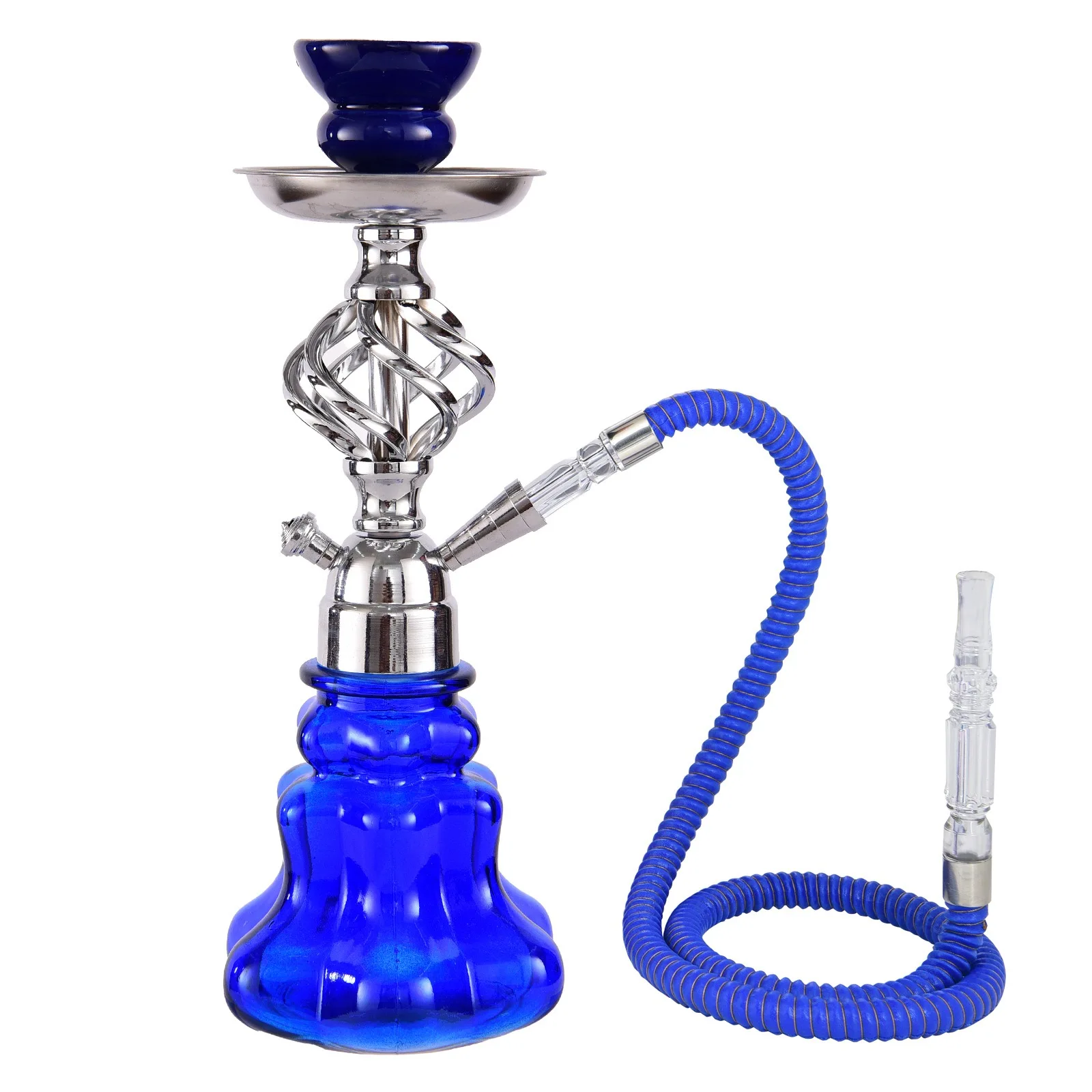 Hookah Shisha Complete Set Single Hose Glass Base Twist Metal Stem Arabic Hookah Narguile Smoking Accessories For Home Bar Party