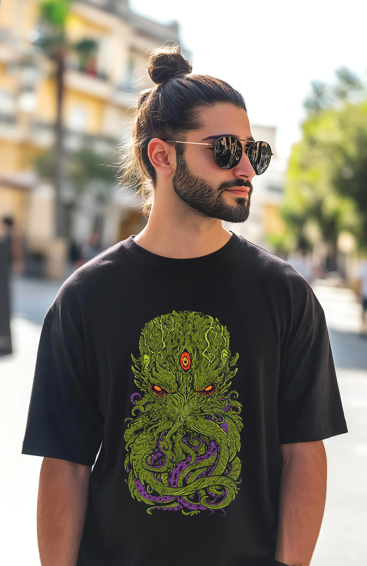 LE T-Shirt Graffiti style monsters series Printed Shirt Cotton Short Sleeve Unisex Tops Tee, graphic t shirts y2k