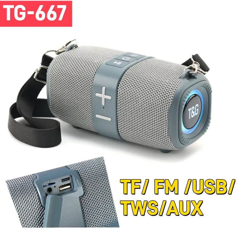 

TG667 Caxia De Som Bluetooth Speakers Sound Box Wireless Audience Outdoor Portable Heavy Bass Subwoofer HIFI Music Box TWS/FM/TF