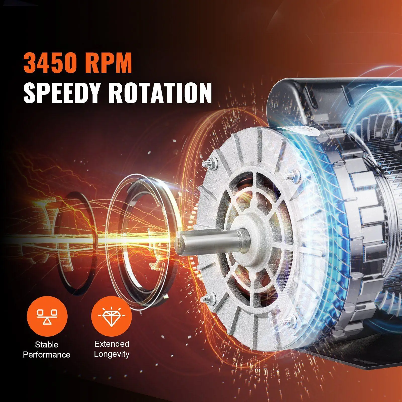 محرك 5HP SPL 3450 دورة في الدقيقة 230 فولت 17.6A 56 إطار ضاغط هواء مفتوح مقاوم للتنقيط 5/8 بوصة عمود مفاتيح دوران قابل للعكس شديد التحمل #3