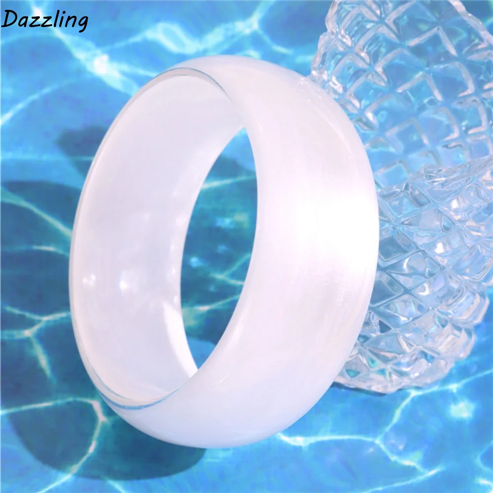 

Bohemian Glitter Acrylic Bangle Europe American Style Shiny Jelly Color Wide Bracelet Dopamine Jewelry Accessories