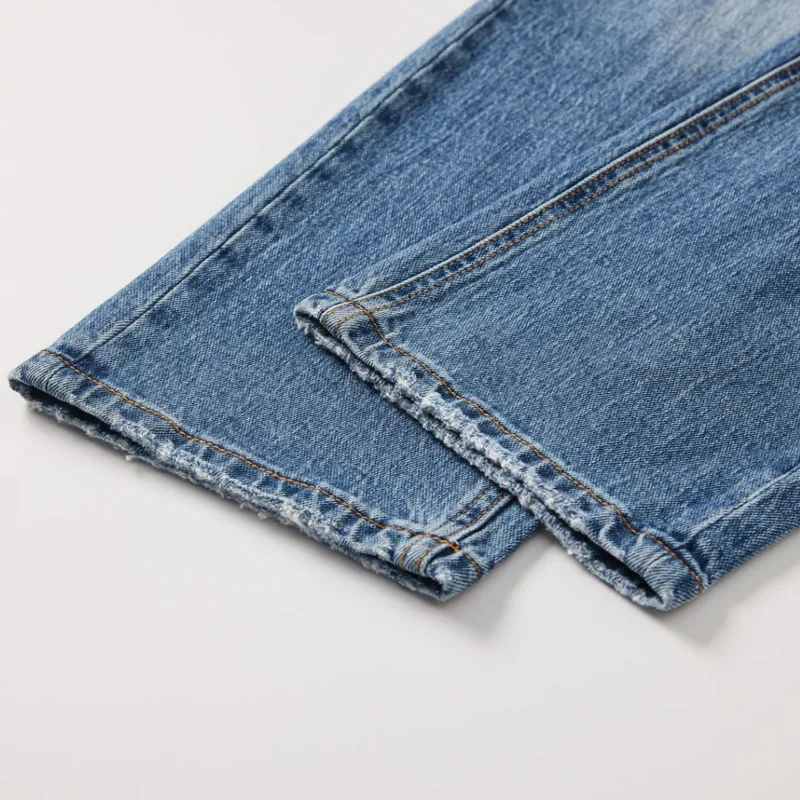 Elastic Denim Jeans Men Basic Style Business Casual Loose Vintage Fashion Cleanfit Straight Baggy Pants Jeans Man Trousers