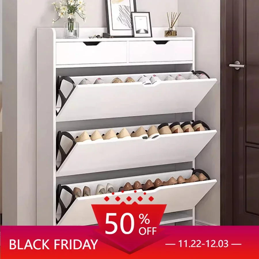 Shoes Organizer Narrow High Shoe Rack Drawer Hallway Storage Lock Modern Shoerack Organizer Zapatero Space Saving Furniture