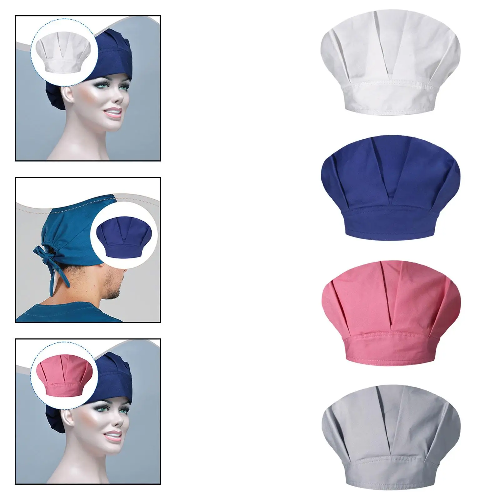 

Chef Hat Doctor Cap Easy to Clean Cottons Baker Kitchen Cap