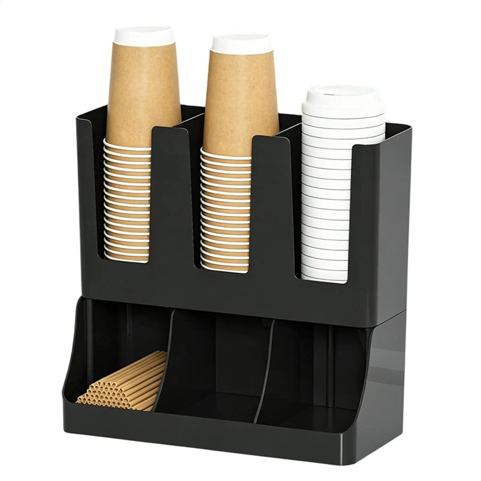 6-Compartment Coffee Station Organizer Countertop Holder for Pods Tea Condiments, Space-Saving Rack, Kitchen Office Pantry