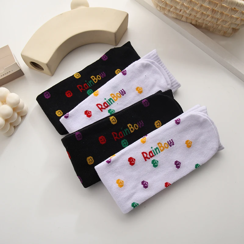 Spring Autumn infant baby Girls Cotton socks color Love Smile Fashion over keen high socks Kids Children embroidery Calf Socks