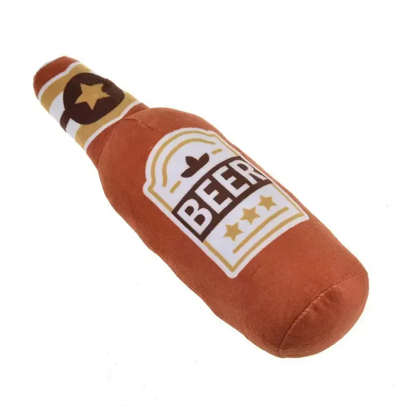 Interactive Dog Toys Champagne Wine Bottle Shape Pet Toy Plush Filled Vodka Toy Squeaky Bite-Resistant Pet Supplies Whisky