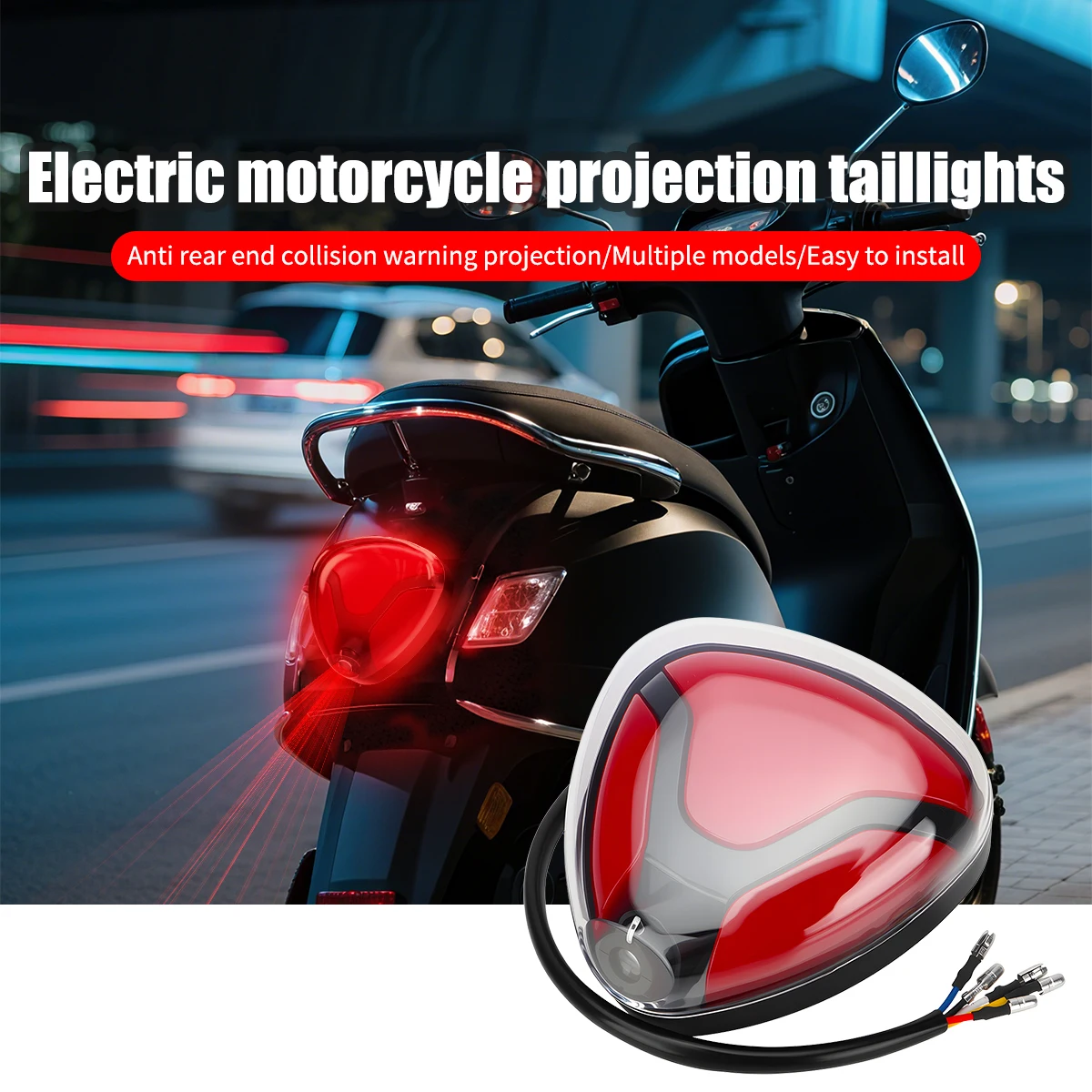 

Motorcycle LED Brake lights Safety Warning Flash Tail light 22SMD Projection Police Light Anti Rear End Collision Cruise Motor