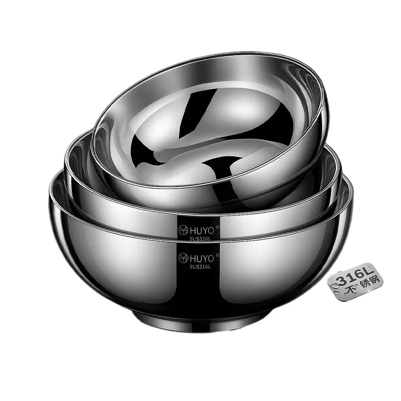 

LH stainless steel large noodle bowl household eating bowl double anti-scalding