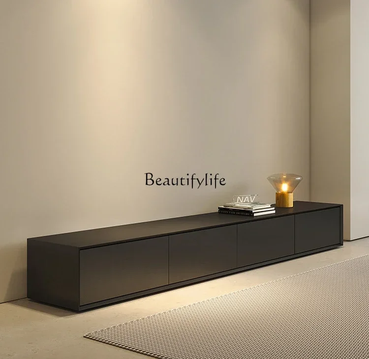 

XXItalian minimalist floor-to-ceiling TV cabinet black oak