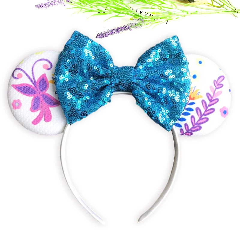 Fashion Mickey Minnie Ears Headband Star Moon Mouse Party Leopard Hairband Kids Sequin Bow Female Hair Accessories