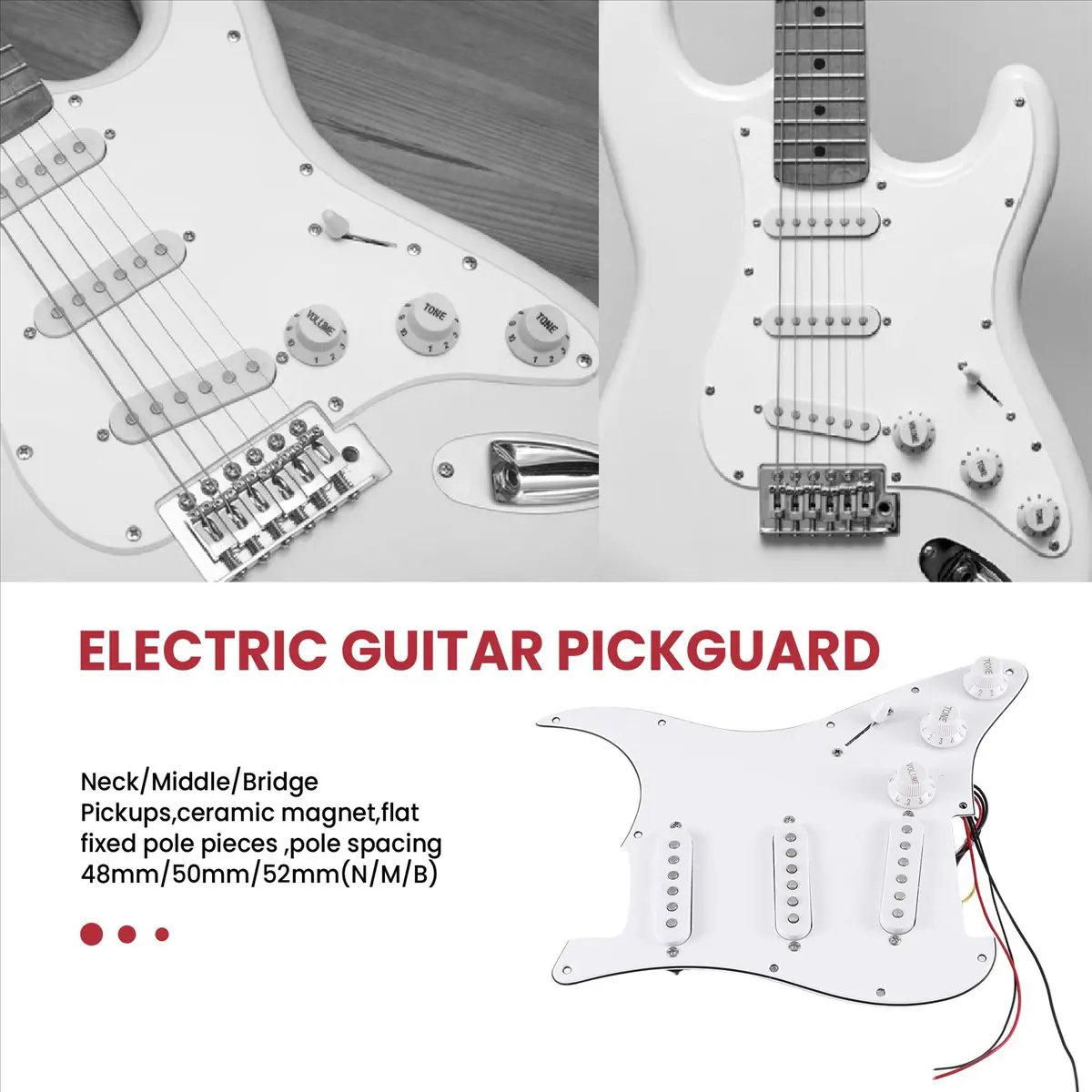 【CYBER MONDAY】Single Coil Pickup SSS Electric Guitar Loaded Prewired Pickguard Scratch Plate 11 Holes 3Ply for SQ Guitar