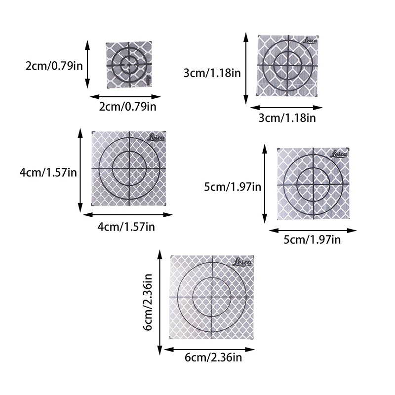 10Pcs 20 30 40 50 60mm Total Station Reflector Sheet For Total Station Survey Geography White Target Sheet Reflective Sticker