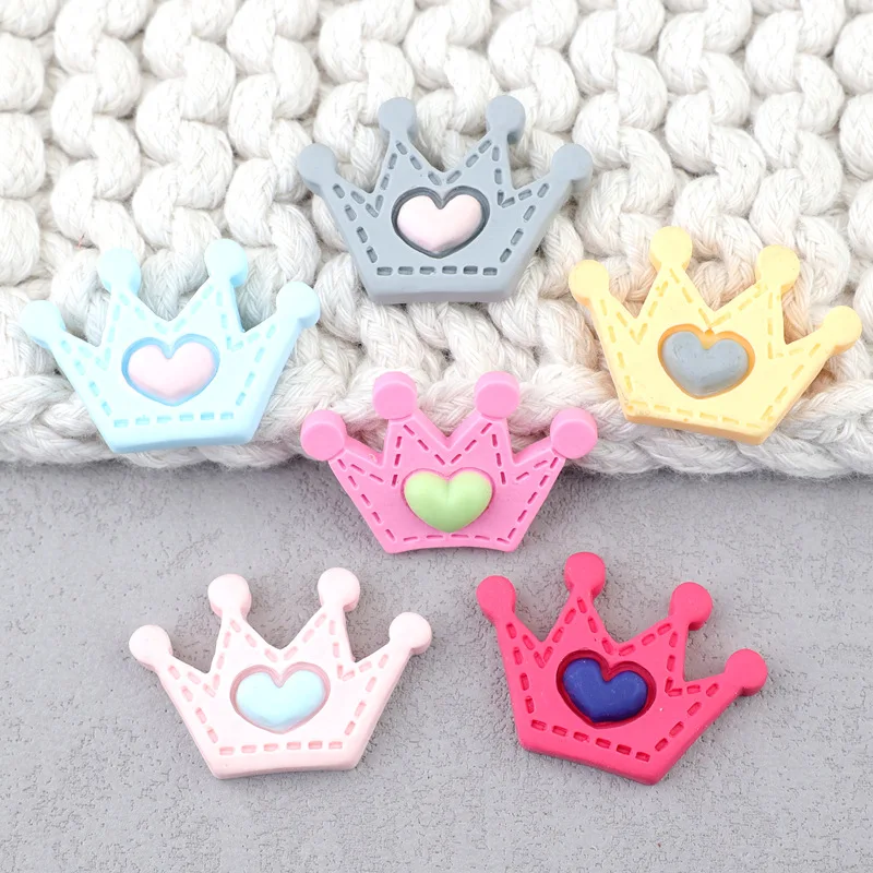 20pcs Cute Crown Flatback Resin Cabochon for DIY Handmade Hair Bow Decoration Headwear Accessories Bulk Factory Supplier