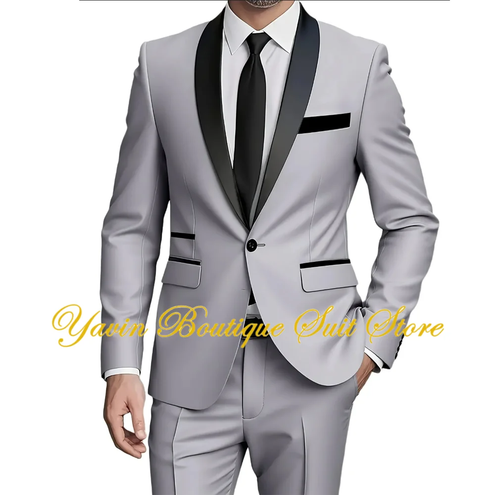 

Мужской костюм из двух предметов, модный комплект, куртка, брюки, комплект, элегантный свадебный смокинг жениха, классические мужские костюмы