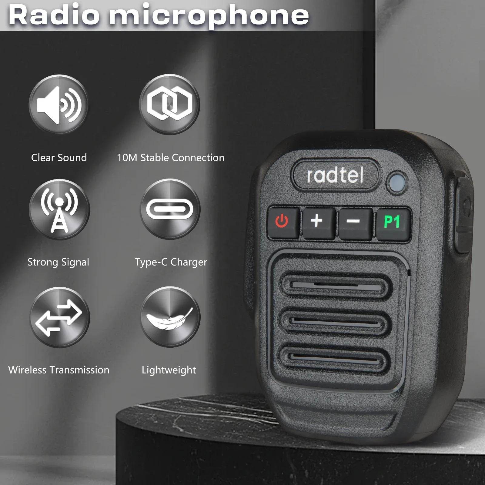 Two Way Radio Wireless Bluetooth Speaker Mic, Handheld Shoulder Microphone for Baofeng  Quansheng UV-K5 Radtel RT-470X RT-900
